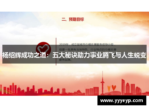 杨绍辉成功之道:五大秘诀助力事业腾飞与人生蜕变 杨绍辉成功之道:五大秘诀助力事业腾飞与人生蜕变